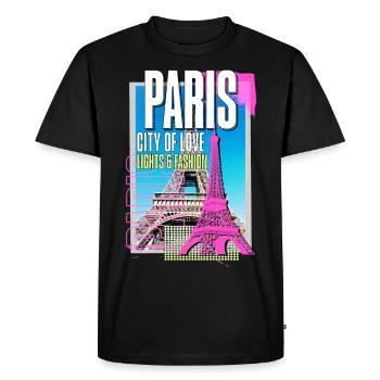 Paris, France, City, Skyline, Eiffel Tower, Art - Men's Premium Organic T-Shirt - black - Front - Nico (187cm)