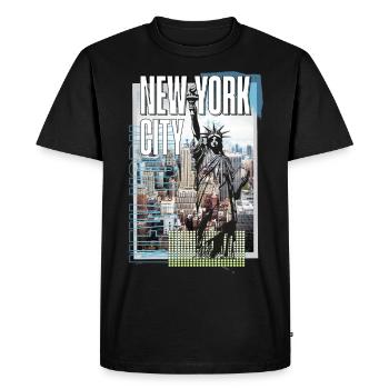 New York City USA America City Skyline Collage - Men's Premium Organic T-Shirt - black - Front - Nico (187cm)
