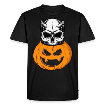 Jack-o'-Lantern effrayant design avec crâne - T-shirt Premium bio Homme - noir - Devant - Nico (187cm)