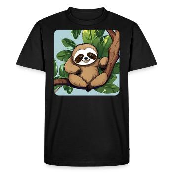 Cute sloth chilling - Men's Premium Organic T-Shirt - black - Front - Nico (187cm)