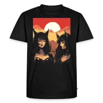 Japon, Soleil Rouge, Chats, Oreilles, Filles - T-shirt Premium bio Homme - noir - Devant - Nico (187cm)