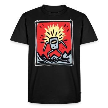 Japanese red sun and a cartoon robot - Men's Premium Organic T-Shirt - black - Front - Nico (187cm)