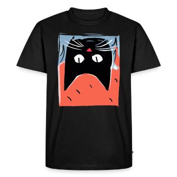 Japan, Red Sun, Confusing Cat - Men's Premium Organic T-Shirt - black - Front - Nico (187cm)