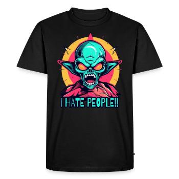 Un extraterrestre vert en colère - T-shirt Premium bio Homme - noir - Devant - Nico (187cm)