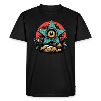 Des plantes, des pierres et un œil d’étoile - T-shirt Premium bio Homme - noir - Devant - Nico (187cm)