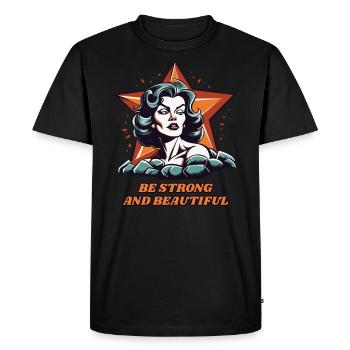 Sois forte et belle, une femme comme une star - T-shirt Premium bio Homme - noir - Devant - Nico (187cm)