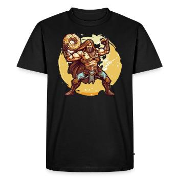 Un barbare avec un beignet - T-shirt Premium bio Homme - noir - Devant - Nico (187cm)