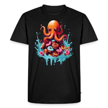The Octopus Donut - Men's Premium Organic T-Shirt - black - Front - Nico (187cm)