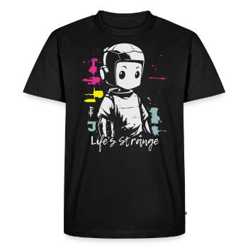 La vie est bizarre, robot cyborg mignon - T-shirt Premium bio Homme - noir - Devant - Nico (187cm)