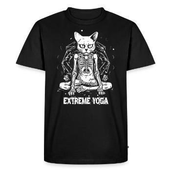 Skeleton zombie cat doing extreme yoga - Men's Premium Organic T-Shirt - black - Front - Nico (187cm)