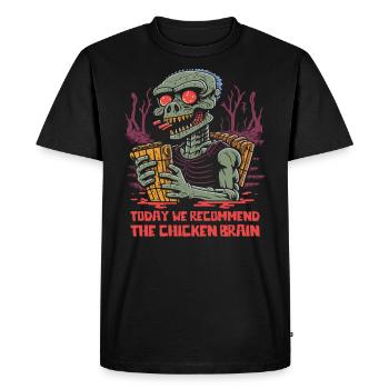 Swamp Zombie Waiter Recommends The Chickens Brain - Men's Premium Organic T-Shirt - black - Front - Nico (187cm)