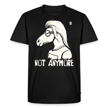 Un cheval à lunettes dit : « Plus jamais » - T-shirt Premium bio Homme - noir - Devant - Nico (187cm)