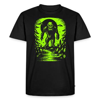 Bigfoot is alive and ain't nice in slime green - Men's Premium Organic T-Shirt - black - Front - Nico (187cm)