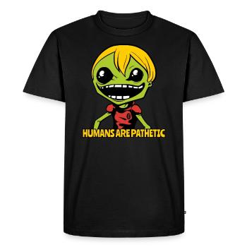 Les gens sont pathétiques : un garçon extraterrestre sarcastique - T-shirt Premium bio Homme - noir - Devant - Nico (187cm)