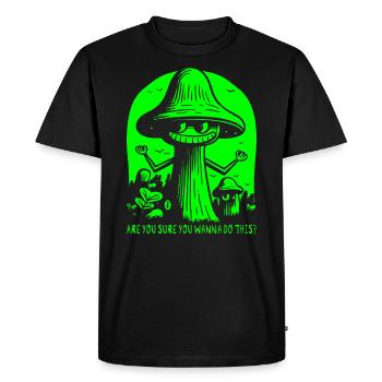 Es-tu sûr? Champignons de dessin animé drôles et peu sûrs d’eux - T-shirt Premium bio Homme - noir - Devant - Nico (187cm)