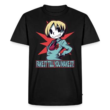 filles d’anime : faire semblant jusqu’à ce que vous le fassiez - T-shirt Premium bio Homme - noir - Devant - Nico (187cm)