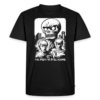 La nuit est encore jeune pour l’horreur - T-shirt Premium bio Homme - noir - Devant - Nico (187cm)