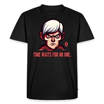 Grandpa's advice: Time waits for no one - Men's Premium Organic T-Shirt - black - Front - Nico (187cm)