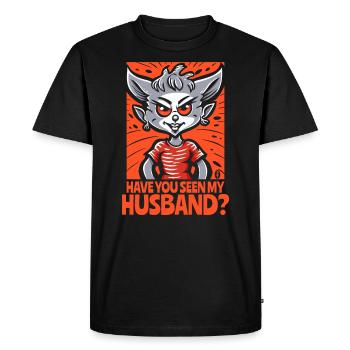 Avez-vous vu mon mari, la femme de dessin animé - T-shirt Premium bio Homme - noir - Devant - Nico (187cm)