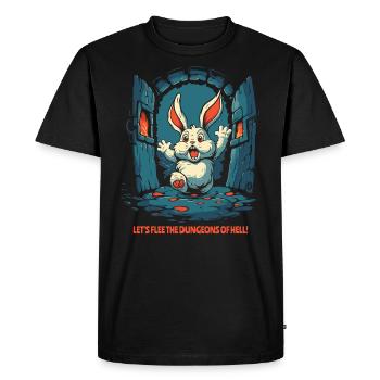 Échappons aux donjons infernaux, lapin - T-shirt Premium bio Homme - noir - Devant - Nico (187cm)