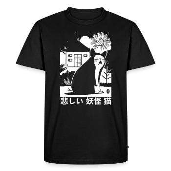 Le triste chat japonais Yokai - T-shirt Premium bio Homme - noir - Devant - Nico (187cm)