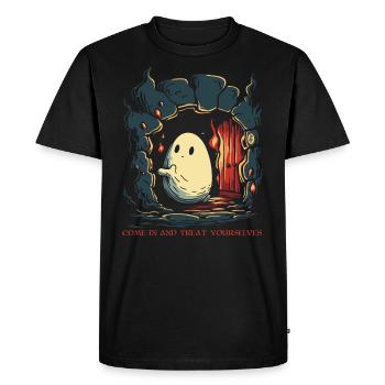 Entrez, faites-vous plaisir, le petit fantôme - T-shirt Premium bio Homme - noir - Devant - Nico (187cm)