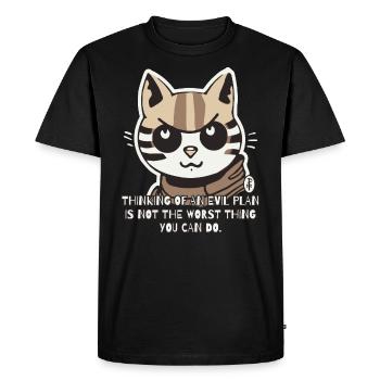 Un chat maléfique fait des plans diaboliques - T-shirt Premium bio Homme - noir - Devant - Nico (187cm)