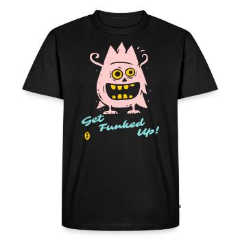 Get Funked Up: Pink Crazy Monster - Men's Premium Organic T-Shirt - black - Front - Nico (187cm)