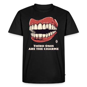 Troisièmement, il y a le charme : Drôles de dents de prothèse - T-shirt Premium bio Homme - noir - Devant - Nico (187cm)