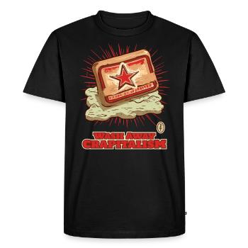 Wash away the poop italism: Communist soap - Men's Premium Organic T-Shirt - black - Front - Nico (187cm)