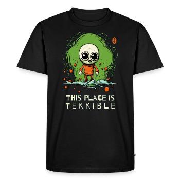 Mauvais endroit horrible pour une invasion extraterrestre - T-shirt Premium bio Homme - noir - Devant - Nico (187cm)