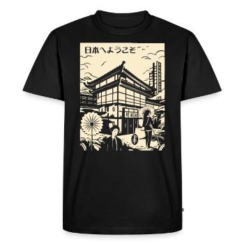 Bienvenue au Japon : Scène d’Edo japonaise - T-shirt Premium bio Homme - noir - Devant - Nico (187cm)
