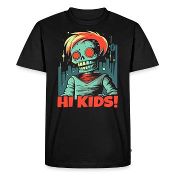 Un squelette de zombie décontracté accueille les enfants - T-shirt Premium bio Homme - noir - Devant - Nico (187cm)