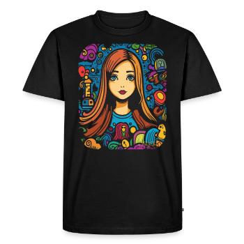 Cute sketch of Lisa, Mona and the toys - Men's Premium Organic T-Shirt - black - Front - Nico (187cm)