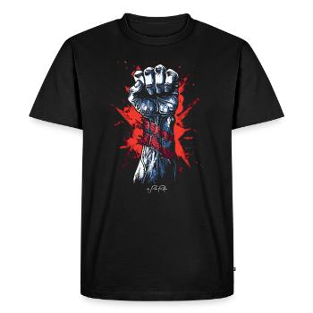 Poing de la liberté, lève le poing de la liberté - T-shirt Premium bio Homme - noir - Devant - Nico (187cm)