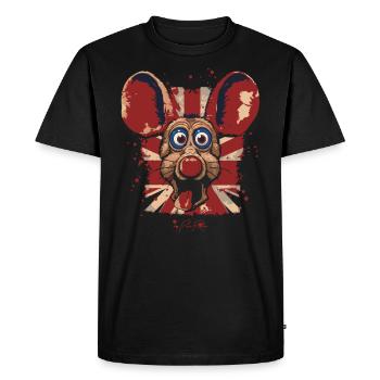 Royaume-Uni drapeau britannique rat de bande dessinée - T-shirt Premium bio Homme - noir - Devant - Nico (187cm)
