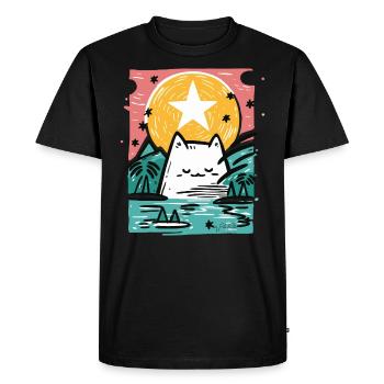 Chat endormi dans la nature - T-shirt Premium bio Homme - noir - Devant - Nico (187cm)