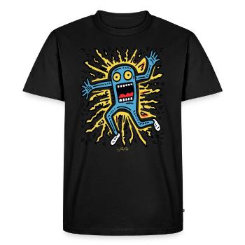 Playful Pop Art: Crazy Cartoon - Men's Premium Organic T-Shirt - black - Front - Nico (187cm)