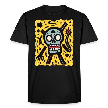 Cartoon Pop Skull : c’est génial - T-shirt Premium bio Homme - noir - Devant - Nico (187cm)