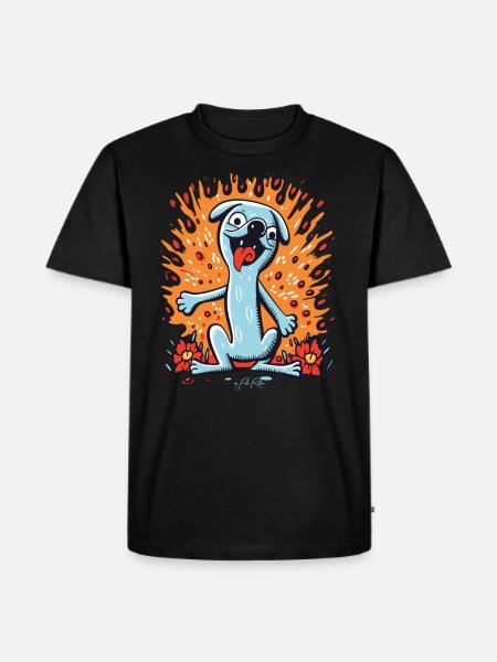 Cartoon Pop Art Flower Dog - Men's Premium Organic T-Shirt - black