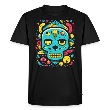 Dessin animé pop, crâne d’animal - T-shirt Premium bio Homme - noir - Devant - Nico (187cm)