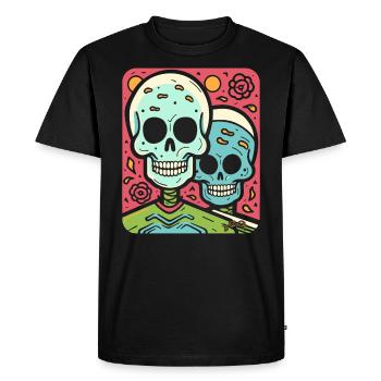 Crânes pop modernes et partenariat contre amour - T-shirt Premium bio Homme - noir - Devant - Nico (187cm)