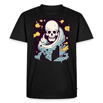 Interactive Color, Modern Industrial Skull - Men's Premium Organic T-Shirt - black - Front - Nico (187cm)