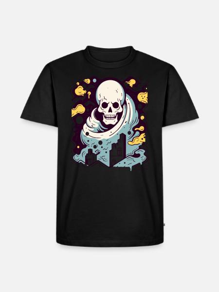 Interaktiv färg, modern industriell skalle - Ekologisk premium-T-shirt herr - svart