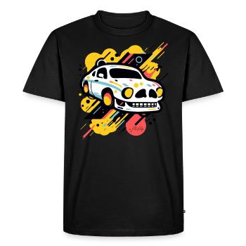 Pop couleurs Art crâne voiture - T-shirt Premium bio Homme - noir - Devant - Nico (187cm)