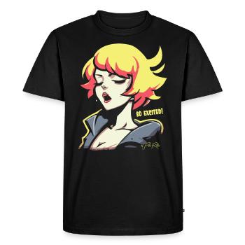 Pop Colored Anime Girl : Femme tellement excitée - T-shirt Premium bio Homme - noir - Devant - Nico (187cm)