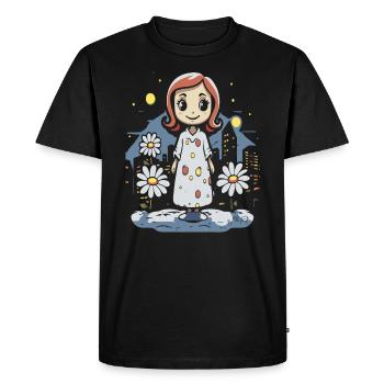 Cartoon Happy Sleepwalking and Daisies - Men's Premium Organic T-Shirt - black - Front - Nico (187cm)