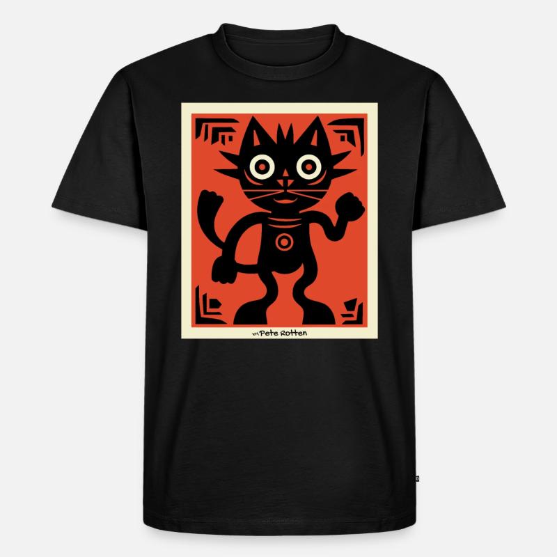 Moderne Kunst Katze - Männer Premium Bio T-Shirt - Schwarz
