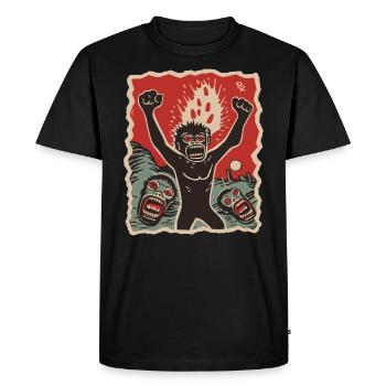 Les primates préhistoriques et l’Armageddon - T-shirt Premium bio Homme - noir - Devant - Nico (187cm)
