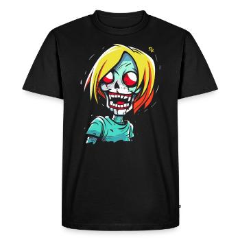 Fille de dessin animé zombie effrayante - T-shirt Premium bio Homme - noir - Devant - Nico (187cm)